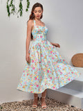 Floral halter midi dress with tie detail - View 33 | WEUXS