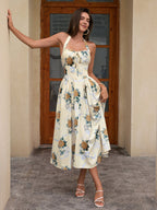 Floral halter midi dress with tie detail - View 9 | WEUXS