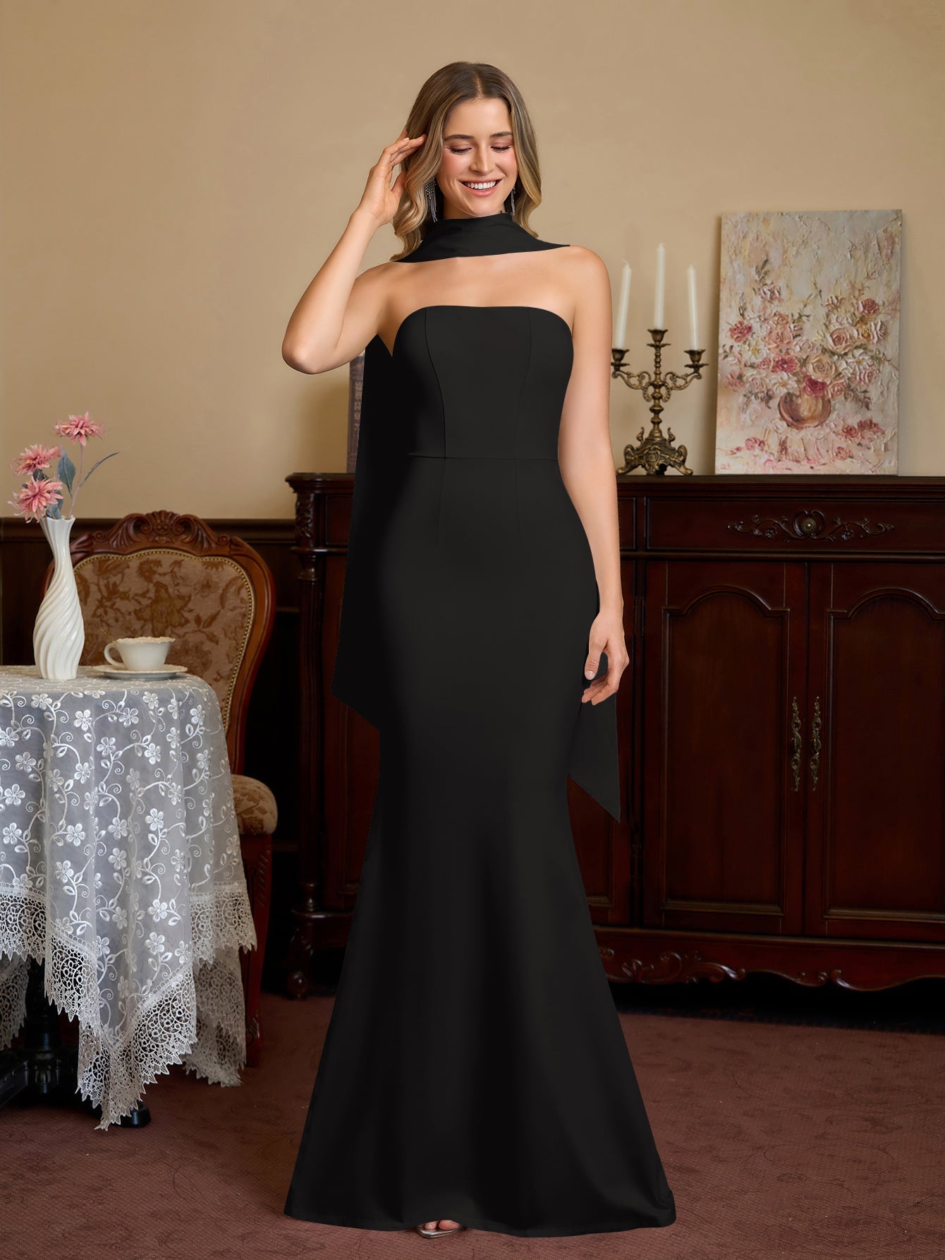 Mermaid Maxi Dress with Strapless Neckline - View 18 | WEUXS