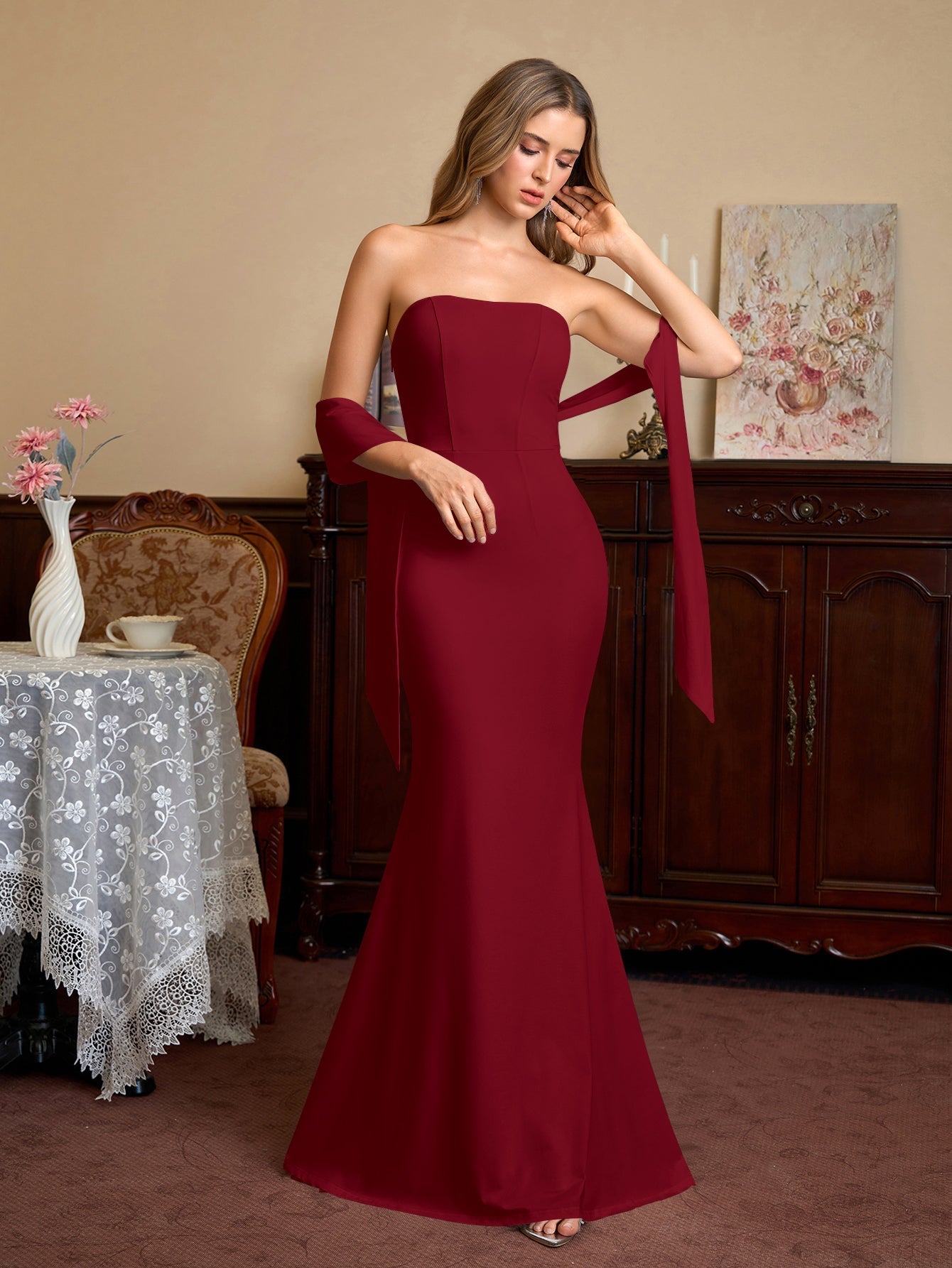 Mermaid Maxi Dress with Strapless Neckline - View 24 | WEUXS