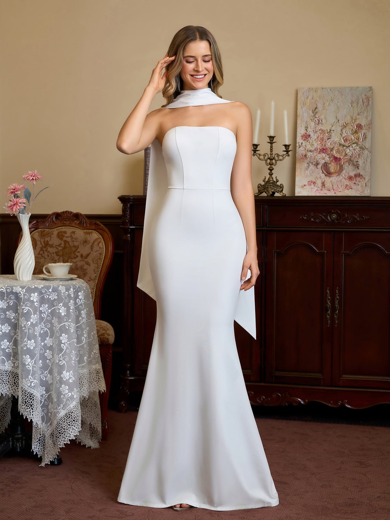 Mermaid Maxi Dress with Strapless Neckline - View 11 | WEUXS