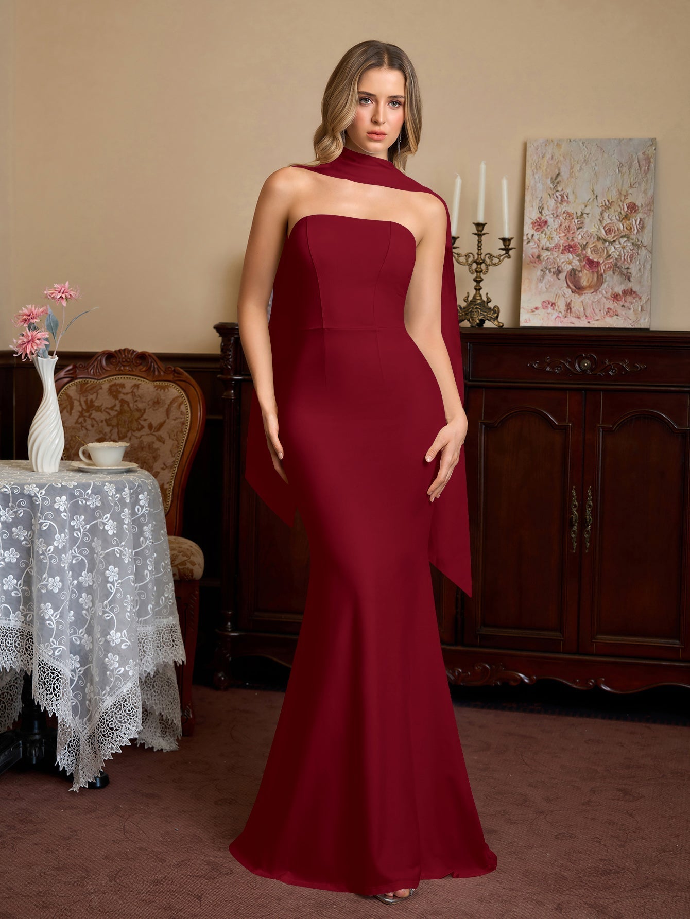 Mermaid Maxi Dress with Strapless Neckline - View 19 | WEUXS