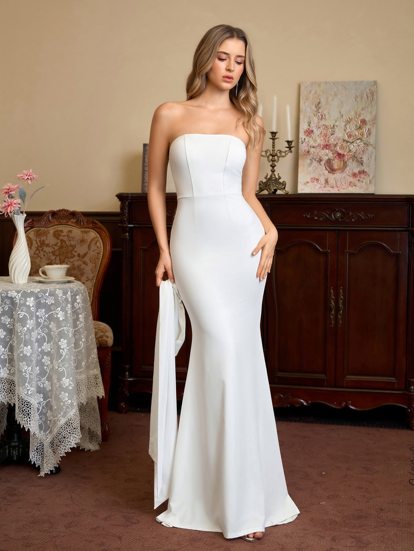 Mermaid Maxi Dress with Strapless Neckline - View 10 | WEUXS