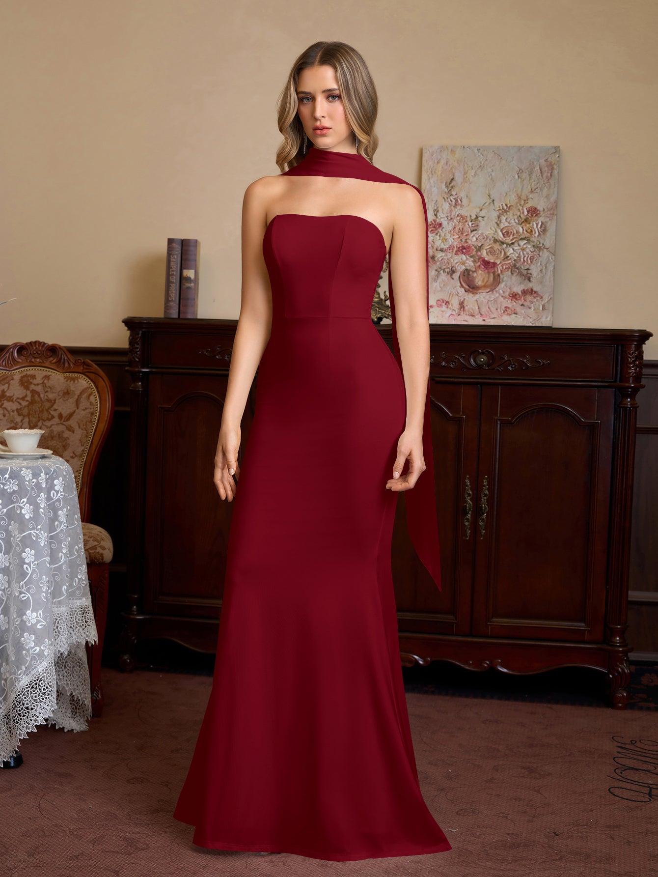 Mermaid Maxi Dress with Strapless Neckline - View 21 | WEUXS