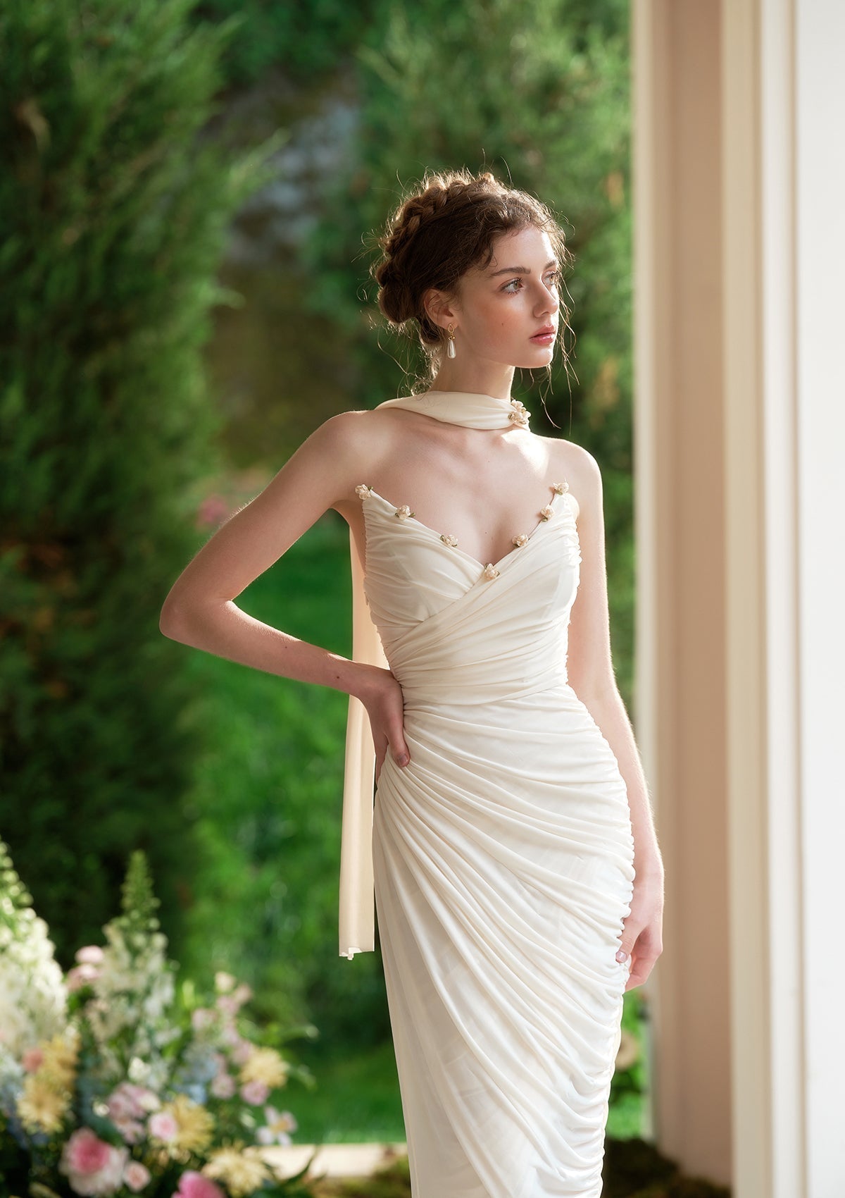 Midi dress with rosette detail - View 6 | WEUXS