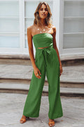 Casual Loose Strapless Belted Jumpsuit | Dress In Beauty
