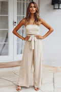 Casual Loose Strapless Belted Jumpsuit | Dress In Beauty