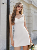 Mini dress with lace bodice, ruched bust, and bow tie back - View 12 | WEUXS