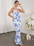 Petite floral maxi dress with tie front and sweetheart neckline - View 17 | WEUXS