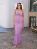 Petite floral maxi dress with tie front and sweetheart neckline - View 7 | WEUXS