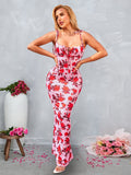 Petite floral maxi dress with tie front and sweetheart neckline - View 22 | WEUXS