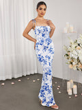 Petite floral maxi dress with tie front and sweetheart neckline - View 15 | WEUXS