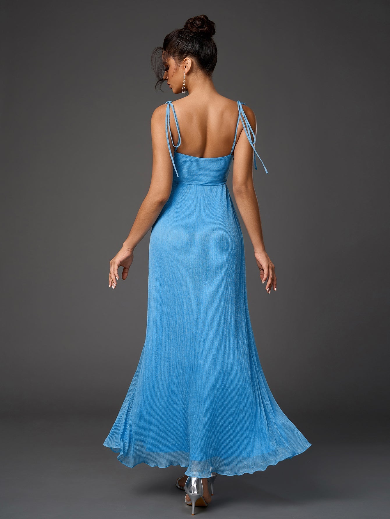 Glitter maxi dress with cut out waist - View 14 | WEUXS