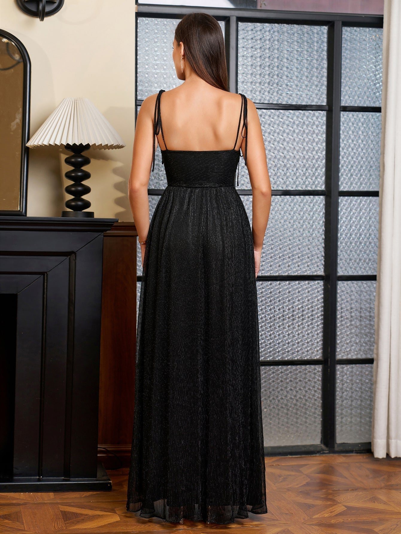 Glitter maxi dress with cut out waist - View 26 | WEUXS