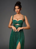 Glitter maxi dress with cut out waist - View 24 | WEUXS