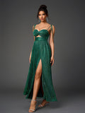 Glitter maxi dress with cut out waist - View 22 | WEUXS