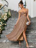 Glitter maxi dress with cut out waist - View 9 | WEUXS