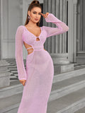 Long Sleeve Knit Midi Dress - View 6 | WEUXS