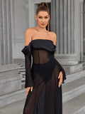 Long sleeve off shoulder maxi dress - View 6 | WEUXS