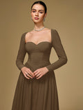 Long Sleeve Tie Back A-Line Dress - View 30 | WEUXS