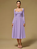 Long Sleeve Tie Back A-Line Dress - View 24 | WEUXS