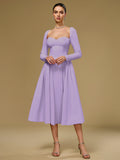 Long Sleeve Tie Back A-Line Dress - View 23 | WEUXS