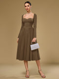 Long Sleeve Tie Back A-Line Dress - View 29 | WEUXS