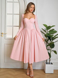 Long Sleeve Tie Back A-Line Dress - View 31 | WEUXS