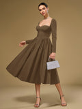 Long Sleeve Tie Back A-Line Dress - View 25 | WEUXS