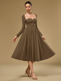 Long Sleeve Tie Back A-Line Dress - View 28 | WEUXS