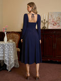 Long Sleeve Tie Back A-Line Dress - View 38 | WEUXS