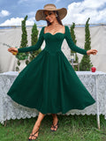 Long Sleeve Tie Back A-Line Dress - View 12 | WEUXS