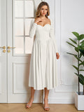 A-Line Long Sleeve Tie Back Dress#color_white