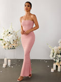 Fitted Maxi Dress with Mermaid Hem - View 6 | WEUXS