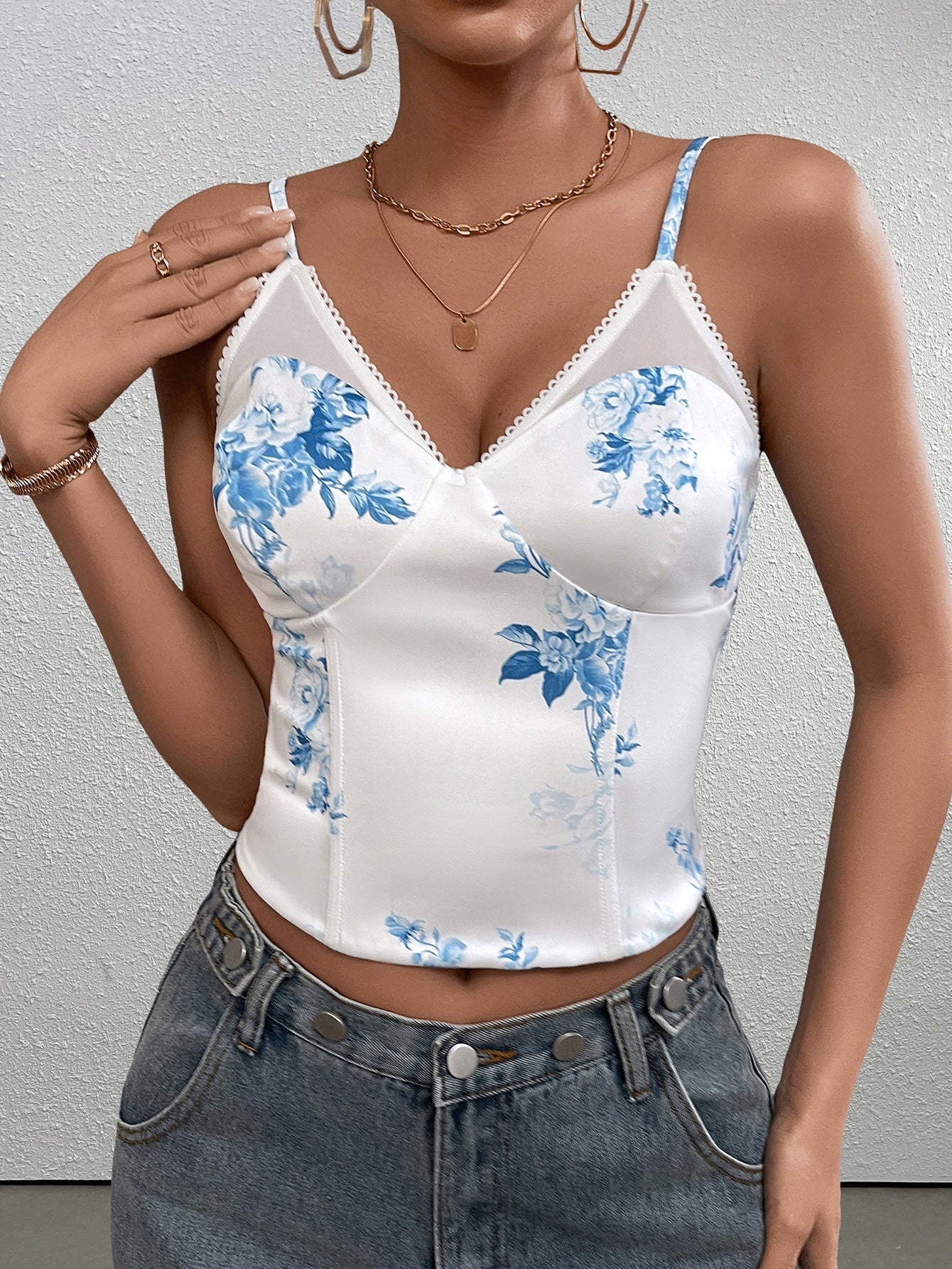 Floral Boning Cami Top - View 6 | WEUXS