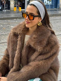 Chic Cocoa Soft Faux Fur Lapel Jacket - WEUXS