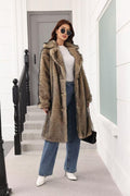 Burgundy Royale Long Faux Fur Lapel Coat - WEUXS
