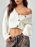 Cropped ribbed knit cardigan - View 6 | WEUXS