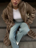 Vintage Mink Texture Faux Fur Long Coat - WEUXS