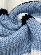 Striped V-Neck Knit Pullover - View 7 | WEUXS