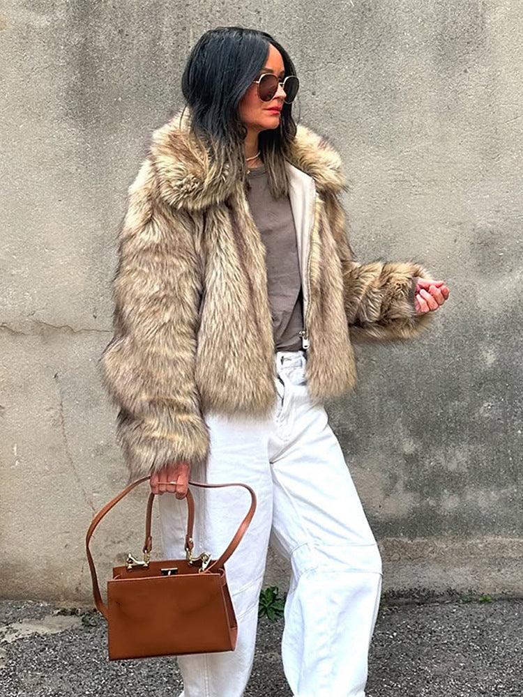 Vintage Tipped Faux Fur Cropped Jacket - View 9 | WEUXS