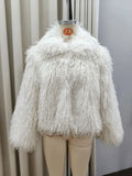 shaggy faux fur cropped jacket - View 12 | WEUXS