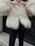 shaggy faux fur cropped jacket - View 10 | WEUXS