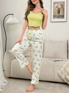 Pink Ribbed Cami & Floral Pants Set - WEUXS