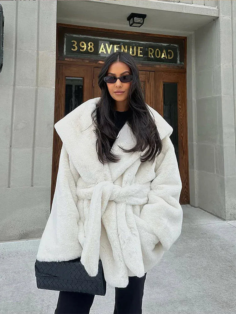 Cloud-Soft Hooded Faux Fur Wrap Coat - View 8 | WEUXS