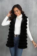 Opulent Onyx Tiered Faux Fur Vest - WEUXS