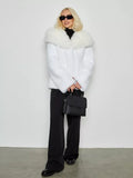 Snow Angel White Faux Mink Hooded Coat - WEUXS