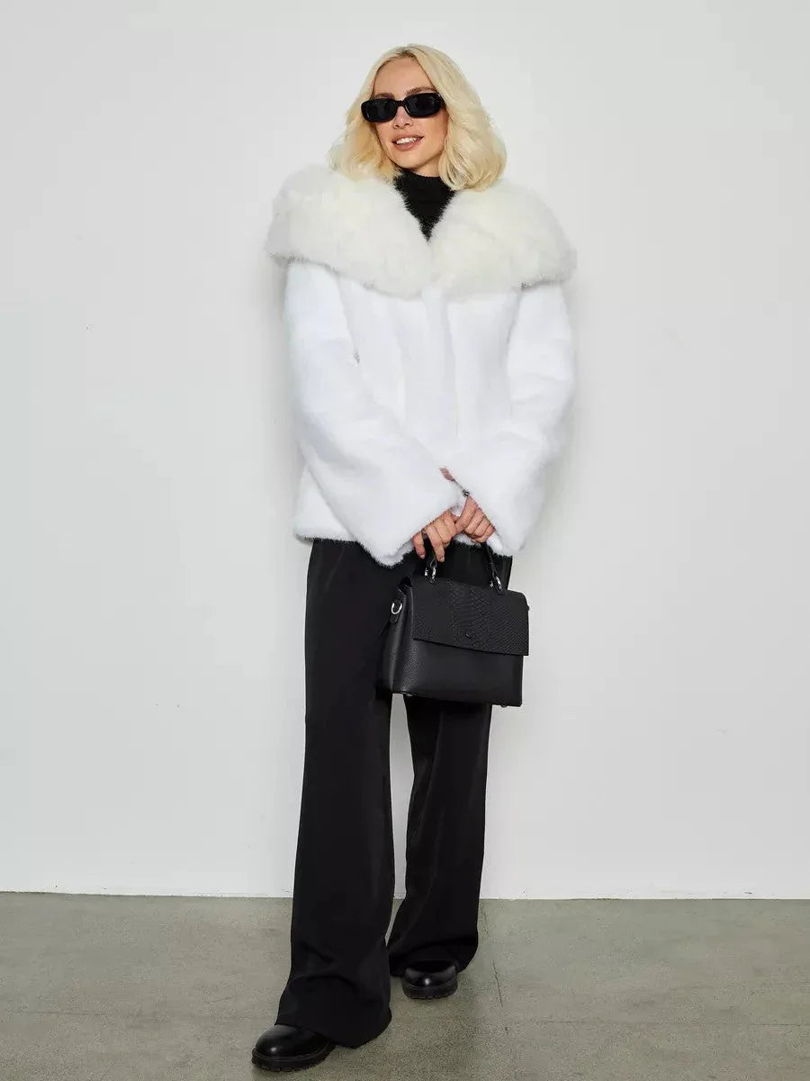 Snow Angel White Faux Mink Hooded Coat - WEUXS