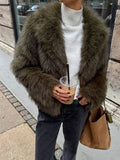Luxe Dark Olive Plush Faux Fur Jacket - WEUXS