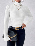 Black ribbed turtleneck top - View 9 | WEUXS